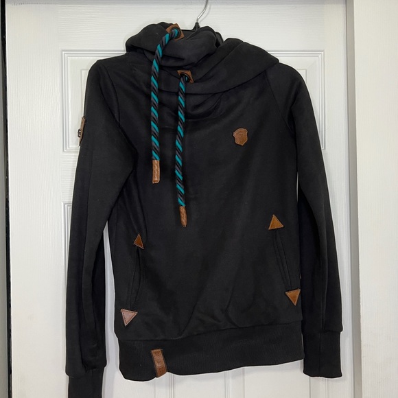 Naketano Sweaters - Naketano Black Sweater with Brown and Teal Accents